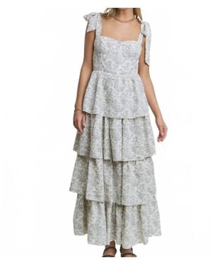 J.Nna Garden Party Floral Print Dress - Gray
