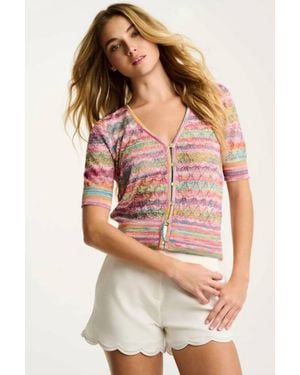 Lisa Todd Sun-Sational Button Up Short-Sleeve Cardigan - Red