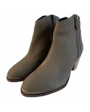 Diba True Sequoia Suede Leather Western Block Stacked Heel Boots - Black