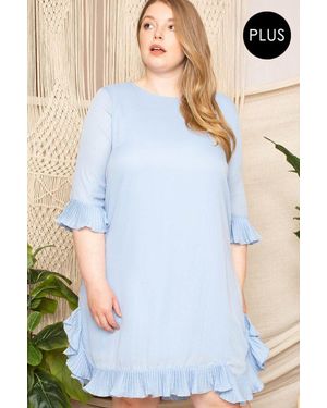 TRUEDAMES Pleated Ruffle Detailed Mini Dress - Blue