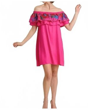 Umgee Embroidered Mini Dress - Pink