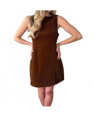SOFIA The Label Kiara Velvet High Neck Mini Dress - Brown