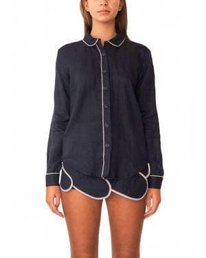 AZULU Mali Long Sleeve Button Down Shirt - Blue