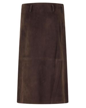 Semicouture Rosanne Raw-Edge Wrap Leather Skirt - Brown