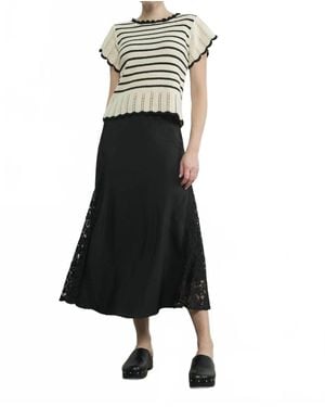 Aaron & Amber Lined Lace Insert Skirt - Black