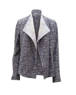 Vince Tweed Texture Open Drape Jacket - Gray