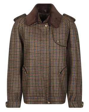 Blazé Milano Amandira Chausie Checkered Wool Trench Coat - Brown