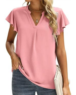 Mccolin Chiffon Short Sleeve Shirt - Pink