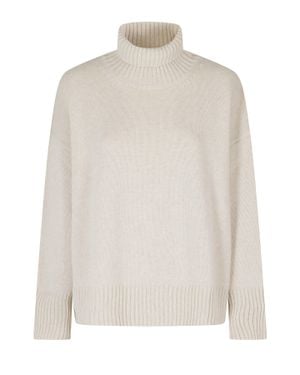 Soeur Ecru William Loose-Fitting High Neck Merino Wool Sweater - White