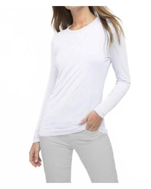 Kinross Cashmere Long Sleeve Bamboo Crew Tee - White