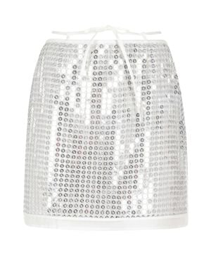 Isabelle Blanche Mini Sequins Zippered Polyester Mini Skirt - White