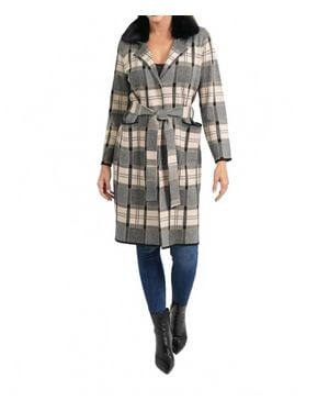 Love Token Plaid Long Belted Cardigan Coat - Multicolor