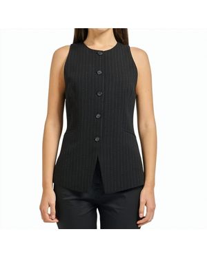 BOSS Juleran All Over Pinstripe Vest Jacket - Black
