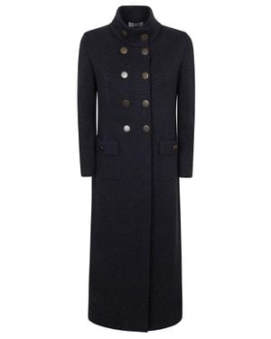 Charlott Structured Double-Breasted Wool Coat With Martingale Detail - Black