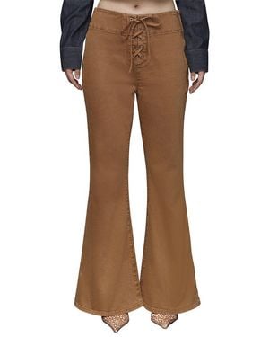 Avec Les Filles Lace Up Flare Pants - Brown