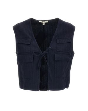 Barena Linen-Blend Herringbone-Effect Gilet - Blue