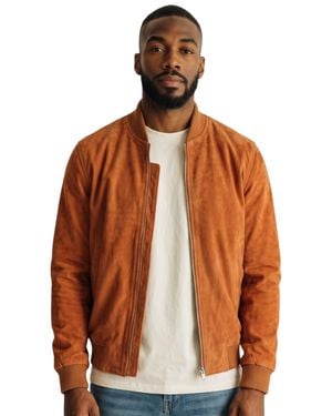Infinity Leather Tan Goat Suede Ma-1 Bomber Jacket-Antalya - Brown