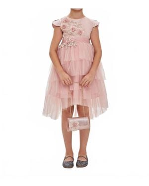 Zaalima Fashion Embellished Dress For Girls Stylish Occasionwear - Pink