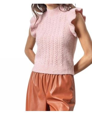 Lilla P Flutter Sleeve Mock Neck Sweater - Pink