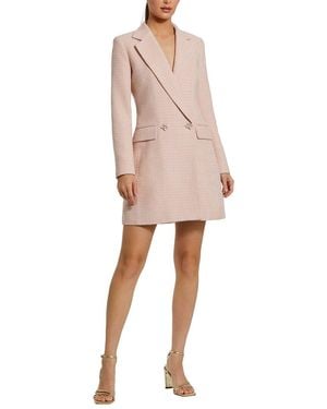 Mac Duggal Boucle Long Sleeve Blazer Mini Dress - Natural