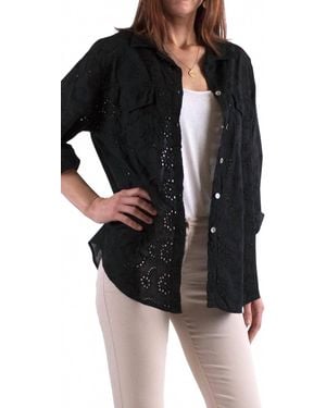 Gigi Moda Occhiello Long Sleeve Button Down Shirt - Black