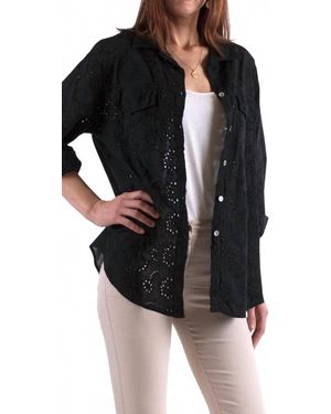 Gigi Moda Occhiello Long Sleeve Button Down Shirt - Black