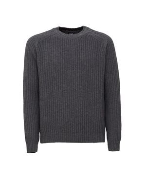 Fedeli Ladak Textured Knit Crew-Neck Sweater - Gray