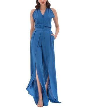 BGL Linen-Blend Jumpsuit - Blue