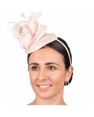 Sinamay Twists And Feathers Headband - Pink