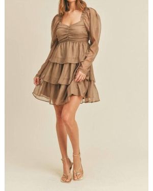..,merci Madeline Shirred Ruffle Tier Layer Mini Dress - Natural