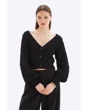 Chrldr Noemy Textured Cardigan Sweater - Black
