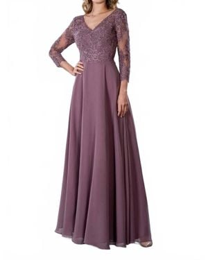 Tella Couture Long Sleeve Mother Of Bride Dress - Purple