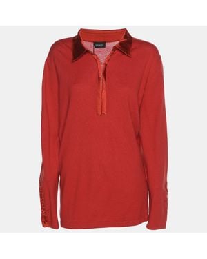 Basler Stretch Knit Long Sleeve Sweater - Red