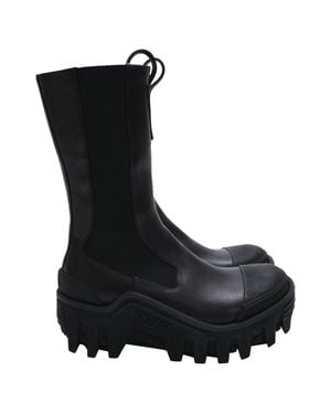 Versace Mid-Calf Leather Chunky Chelsea Boots - Black