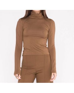 Ripley Rader Turtleneck Long Sleeve Top - Brown