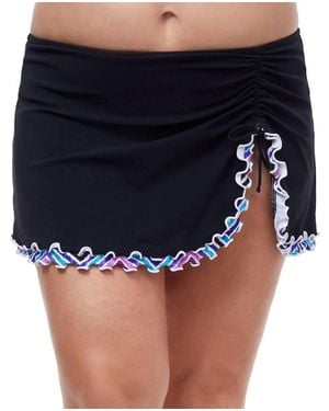 Gottex Plus Size Side Slit Cinch Swim Skirt - Blue