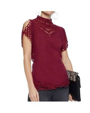 IRO Voile Broderie Peplum Top - Red