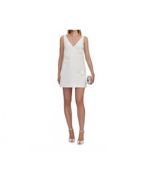 Self-Portrait Embellished Flower Mini Dress - White