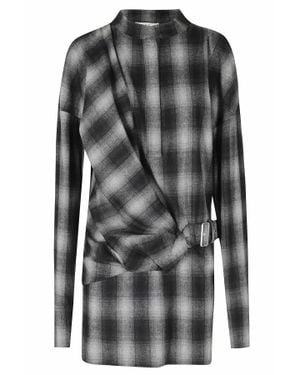 IRO Narissa Checkered Draped Mini Dress - Black