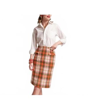 Frances Valentine Central Wool Plaid Pencil Skirt - Multicolor