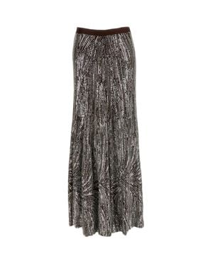 Rabanne Sequin Bead Embellished Maxi Skirt - Brown