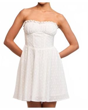 Sky To Moon Strapless Corset Eyelet Dress - White