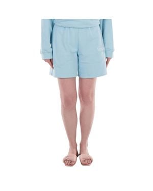 Versace Logo Print Cotton Shorts - Blue