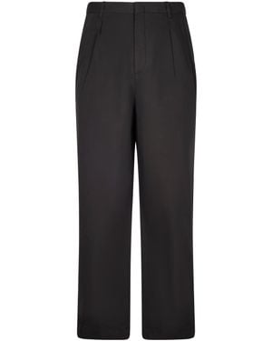 Cellar Door Straight-Leg Pants With Mid-Rise Waist And Pleated Front - Black