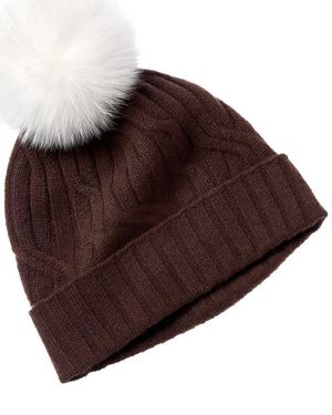 Hannah Rose Wide Cable Cashmere Hat - Brown