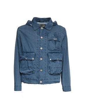 C.P. Company 50 Fili Bleached Goggle Hooded Jacket - Blue