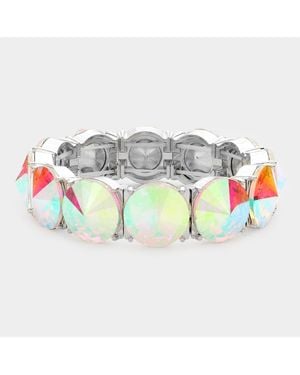 Fashnzfab Round Stone Stretch Evening Bracelet - Green