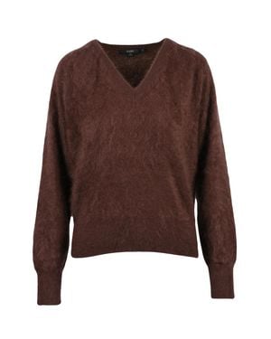 Seventy V-Neck Cashmere Pullover With Fuzzy Texture - Brown