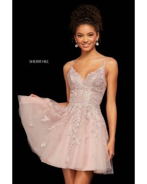 Sherri Hill Metallic Lace And Tulle A-Line Cocktail Dress - Black