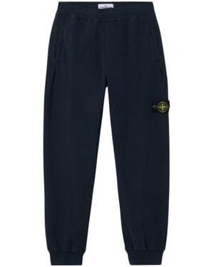 Stone Island Relaxed Fit Cotton Sweat Bottoms With Distinctive Logo Patch - Blue